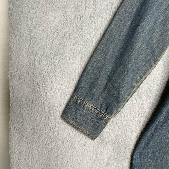 Vintage Faded Glory womens long sleeve denim jean button up dress y2k collar L - Picture 10 of 13